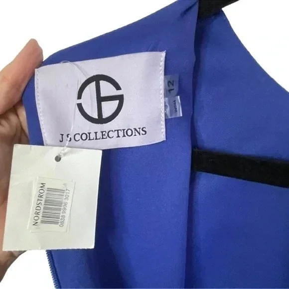 NWT JS Collection Blue Beaded Evening Cocktail Dress Size 12 - Picture 11 of 15